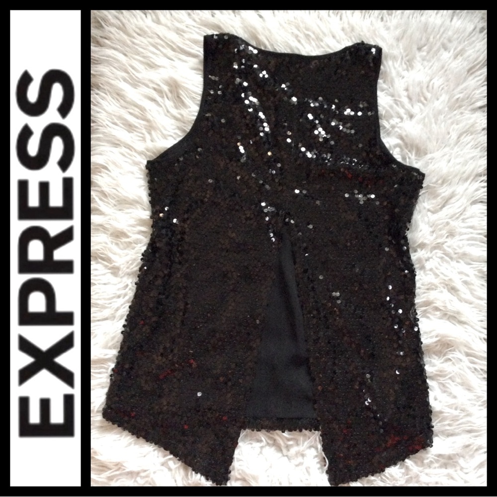 Express Sequin Split Back Tank Top - image 4